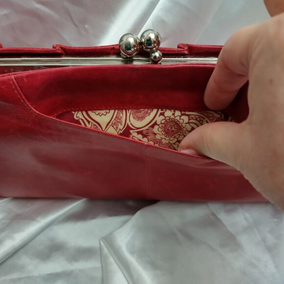 ^ HOBO International, Pink Fuchsia Magenta LEATHER Clutch Purse Handbag LARGE - Picture 8 of 10